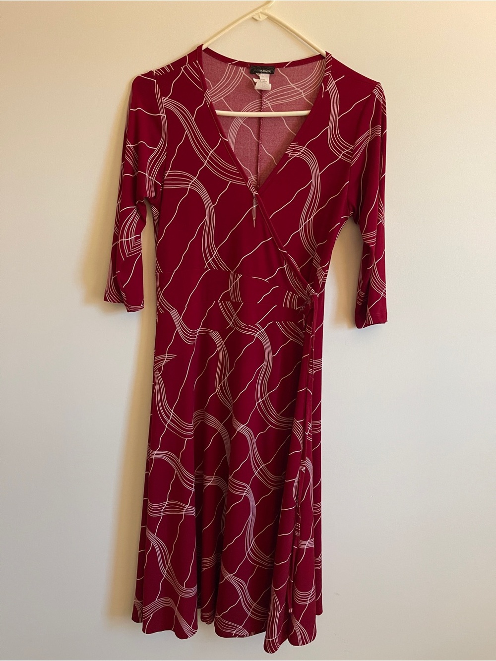 Red and White Wrap Dress, Size L